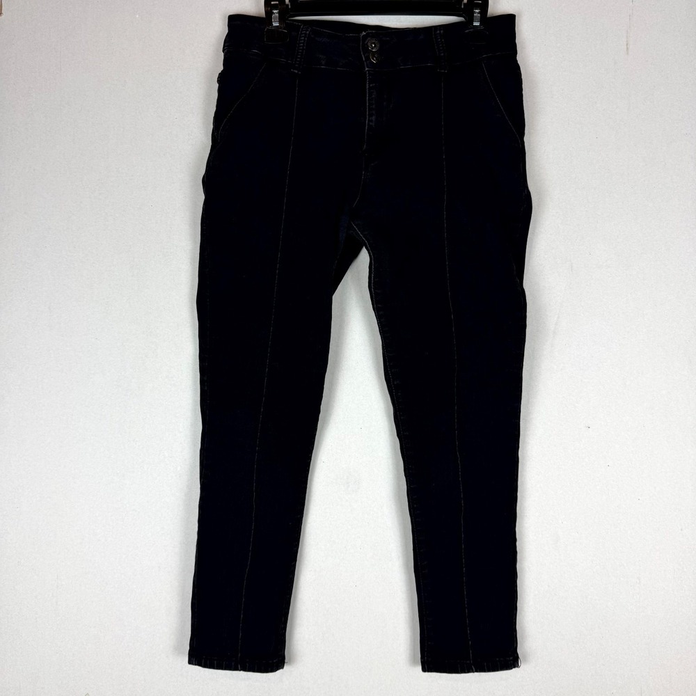 Sandpiper Jeans Womens 12P Black Cotton Stretch Denim Dark Wash Seamed Front